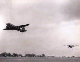 A C-47 and Horsa combination takes off from Greenham Common a part of the Elmira mission. The C-47
pictured here would crash on a glider mission to Holland