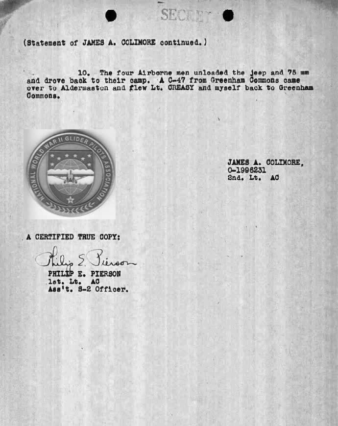 Page 1 document supporting the issues with the Horsa Glider in the December 12, 1944 Crash.